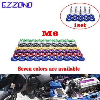 

10PCS M6 JDM Car Modified Washer Hex Fasteners Fender Bumper Engine Concave Screws Fender Washer License Plate Bolts Car-styling