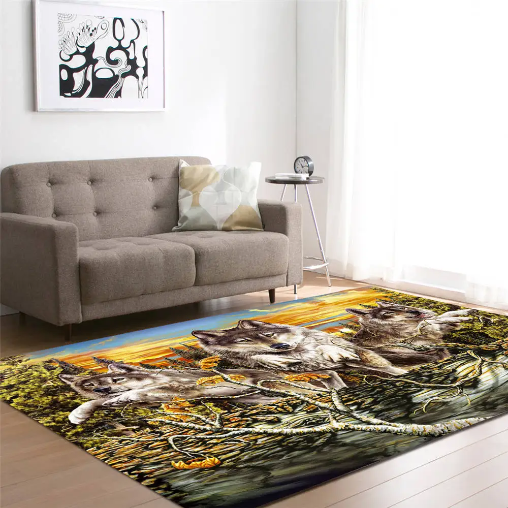 Скандинавские 3D ковры с изображением волка, коврики для мальчиков, украшения спальни, мягкие фланелевые ковры для дома, гостиной, ковры - Цвет: No-4