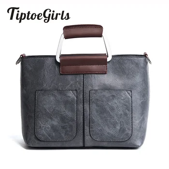 

2018 New European and American Fashion Tide Double Pocket Retro Large Capacity Handbag Simple Wild Shoulder Messenger Bag