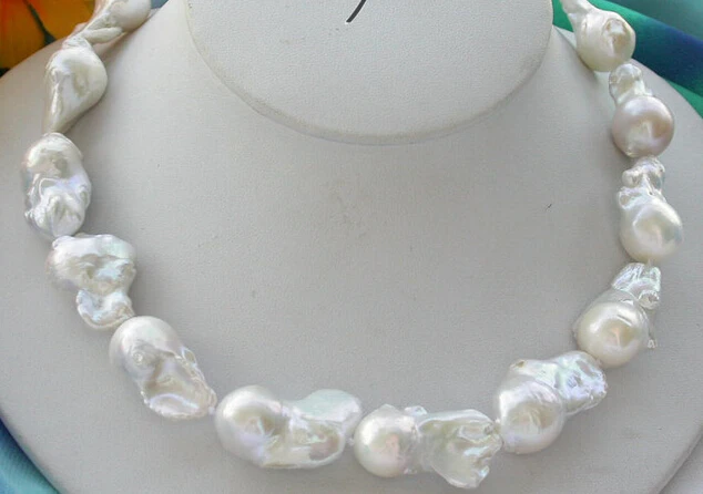 

xiuli 003521 WHITE BAROQUE KESHI REBORN PEARL NECKLACE