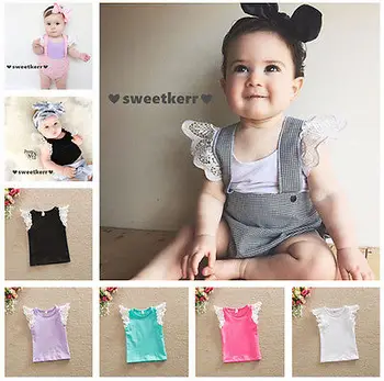 

New clever Baby Girls Lace Tshirt Children Short Sleeve Cotton T-shirt tees Kids Summer Clothes Baby Clothing Girls T-Shirts