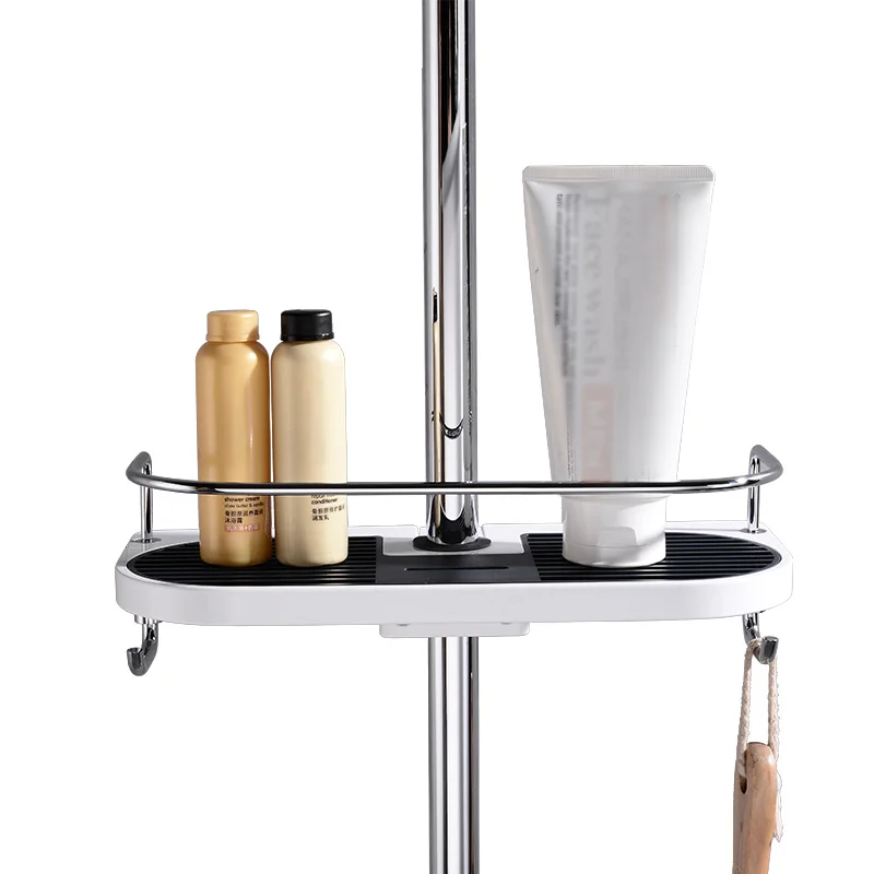 SRJ Shower Sprinkler Rack Bathroom Holes-Free Glue-Free Lifting Shower Pole Tray Hook Flower Sprinkler Set Receptacle Rack