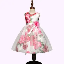 Для девочек в цветочек платья для Свадебная вечеринка Новое Детское платье принцессы из тюля без рукавов с принтом