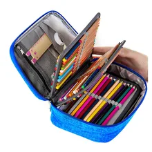 Mini Canvas School Pencil Cases Large Capacity 72 Holes Pen Box Zipper Penalty Multifunction Storage Bag Case Pouch Supplies