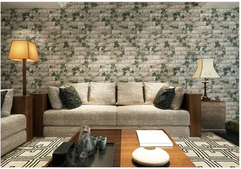 

3D Boston Ivy Brick Wallpaper Roll Vinyl Old Stone Wall Paper for Restaurant Cafe Decoration Wall Papel De Parede 10MX53CM