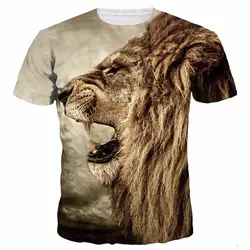 Мужская/Женская мода 3d печатная Футболка свирепый лев животные быстросохнущие футболки летние топы футболки