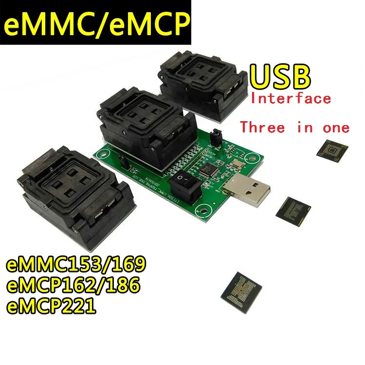 EMMC153/169 eMCP162/186 eMCP221 к интерфейсу USB тестовое сиденье три в одном наборе