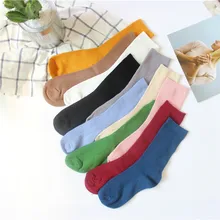 Новинка, Харадзюку, Ретро стиль, милые хлопковые женские свободные носки, Осень-зима, корейские японские носки, чистый цвет, белый, желтый