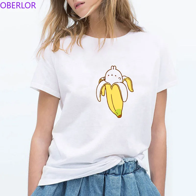 

Plus Size Fashion Banana Rabbit Funny Print T Shirt Women 100% Cotton O Neck Short Sleeve Summer T-Shirt Tops Casual Tshirt