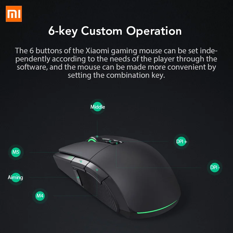  Xiaomi Wired Wireless Gaming Mous e 7200DPI Programmable RGB Color Lights 6 Programmable Keys