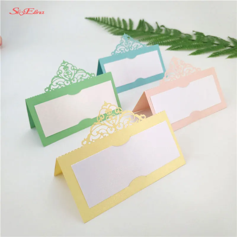 50pcslot new muti colors table decoration card namePearlscent Paper Card card for party and wedding favor with5z SH873 (72)