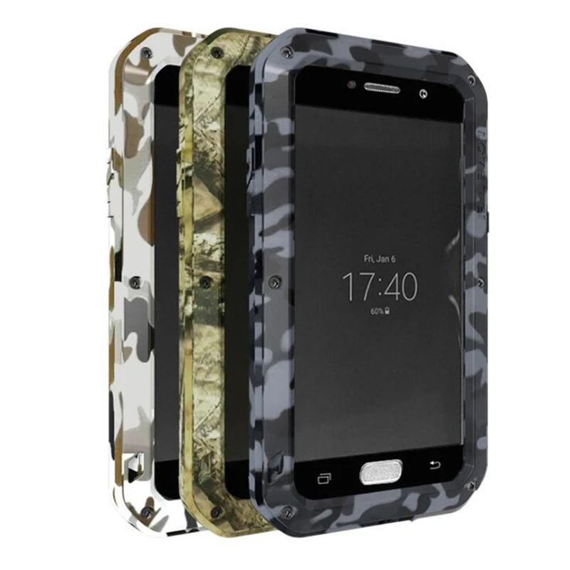 

Love Mei For Samsung Galaxy A520/A320 Metal Case Cover Camouflage Heavy Duty Hybrid Aluminum Metal Armor Shockproof Dirtproof