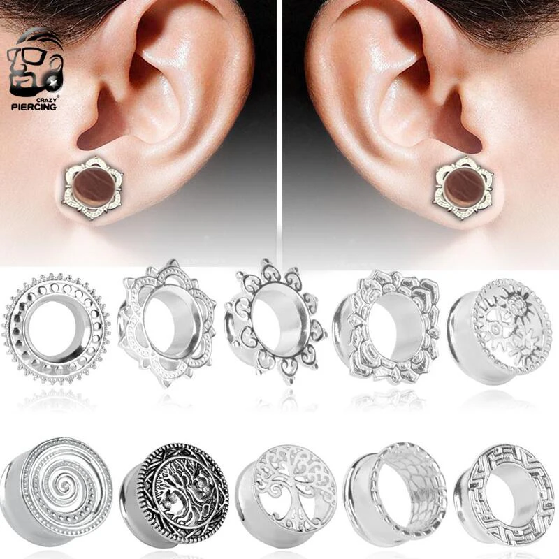2pcs 9 Styles Hot Silver Plated Earrings Ear Plugs Tunnels Piercing