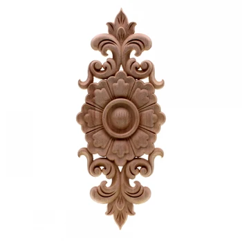 

RUNBAZEF European Style Floral Wood Carved Applique Wooden Decal Architectural Furniture Cabinet Door Frame Wall Home Decor