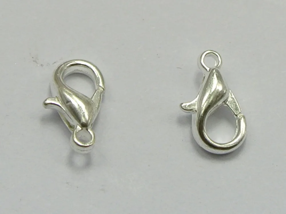 

100 Silver Plated Jewelry Lobster Clasp Findings 12x6mm