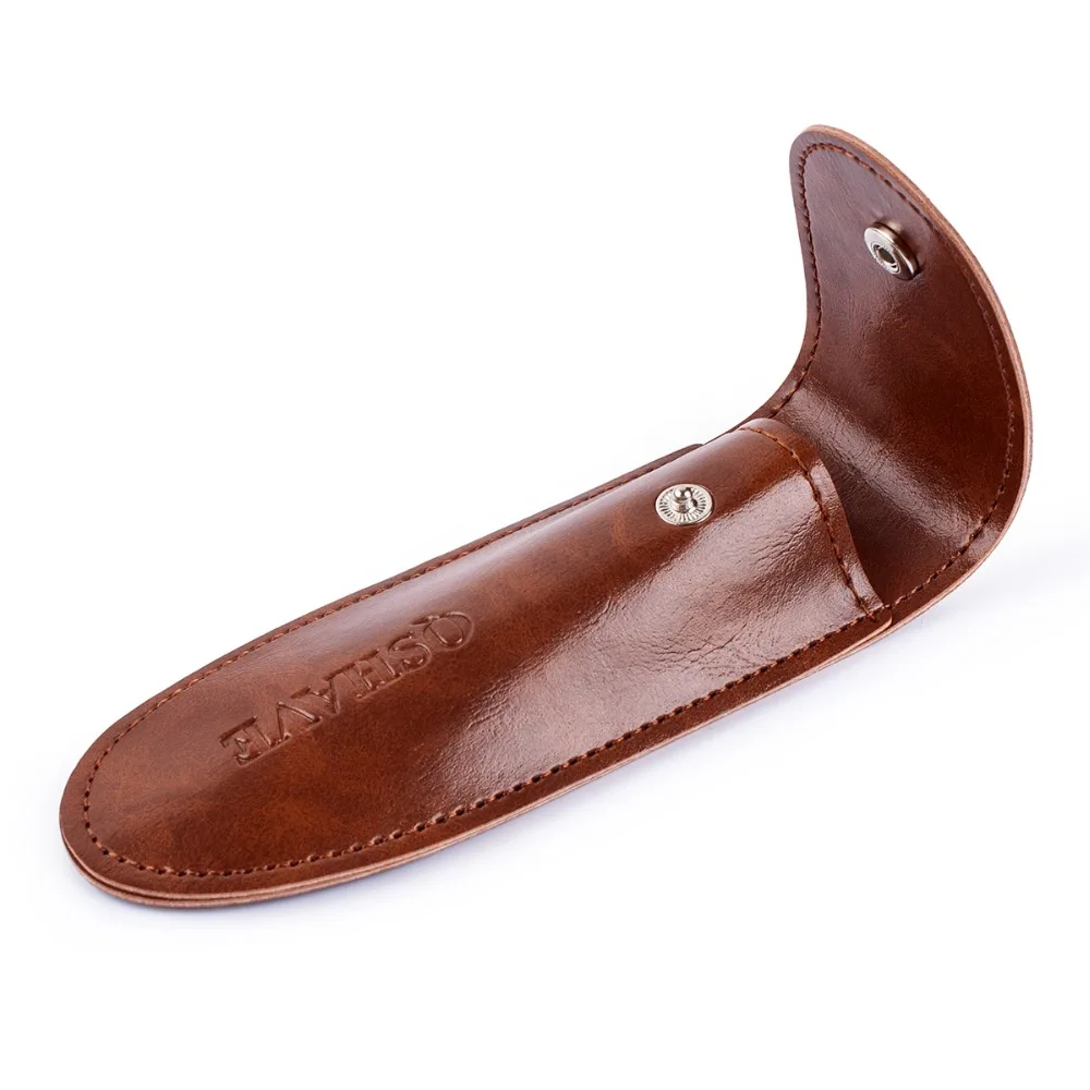 

Travel Razor Holder Case for Manual Double Edge Safety Razor Straight Razor PU Leather Brown Color 15cm*5cm 1 pc (No razor)