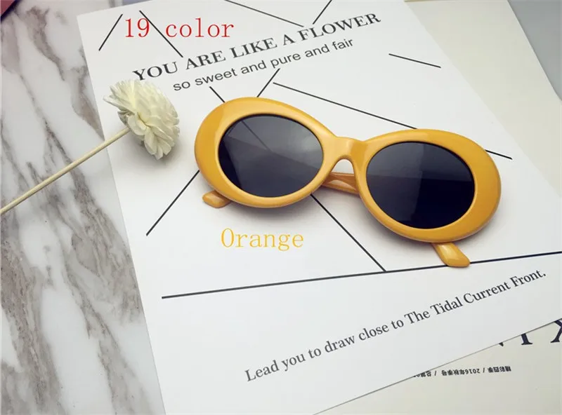 Очки в стиле Курта Кобейна мужские ретро брендовые дизайнерские овальные мужские и женские солнечные очки NIRVANA солнцезащитные очки UV400 gafas de sol mujer - Цвет линз: orange gray