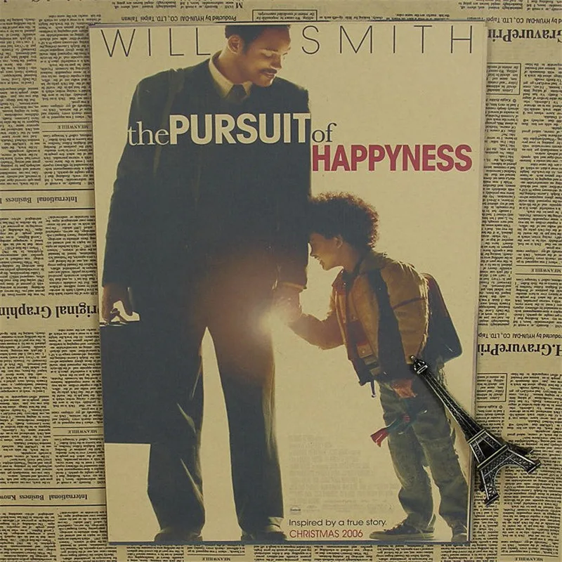 

High quality "The Pursuit of Happyness"bar of vintage bus kraft paper retro poster pictures for home decor house bar cafe XCH255