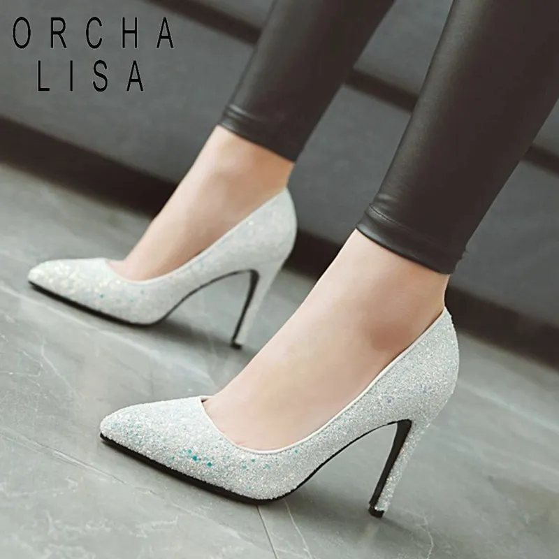 white glitter pumps