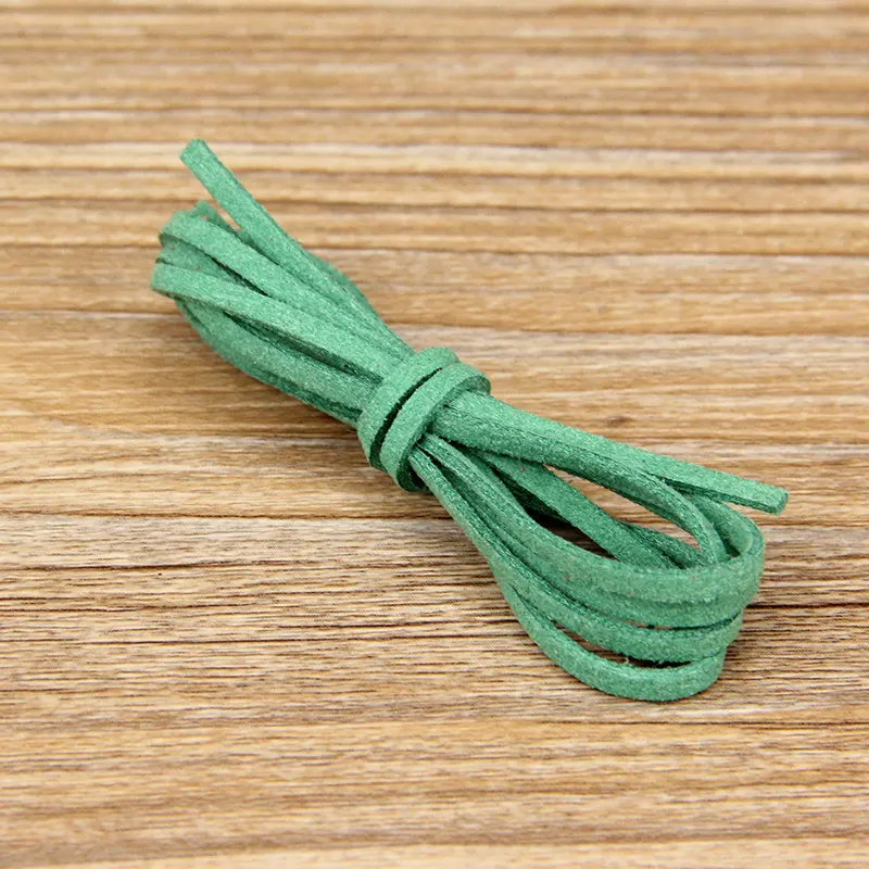 Плоские веревки из искусственной замши, разноцветные бархатистые шнуры, 3 мм х 1 м/партия, декоративные элементы для самостоятельного изготовления ювелирных украшений, модель 483 - Цвет: 7 Green
