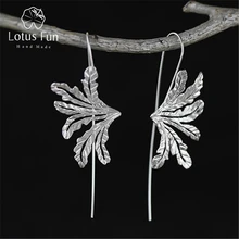 Lotus весело Настоящее стерлингового серебра 925 природных творческий ручной Fine Jewelry специальные травы модные серьги для женщин brincos