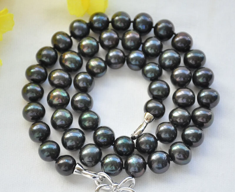 

FREE SHIPPING ******z6986 12mm ROUND BLACK Freshwater cultured PEARL NECKLACE 24inch
