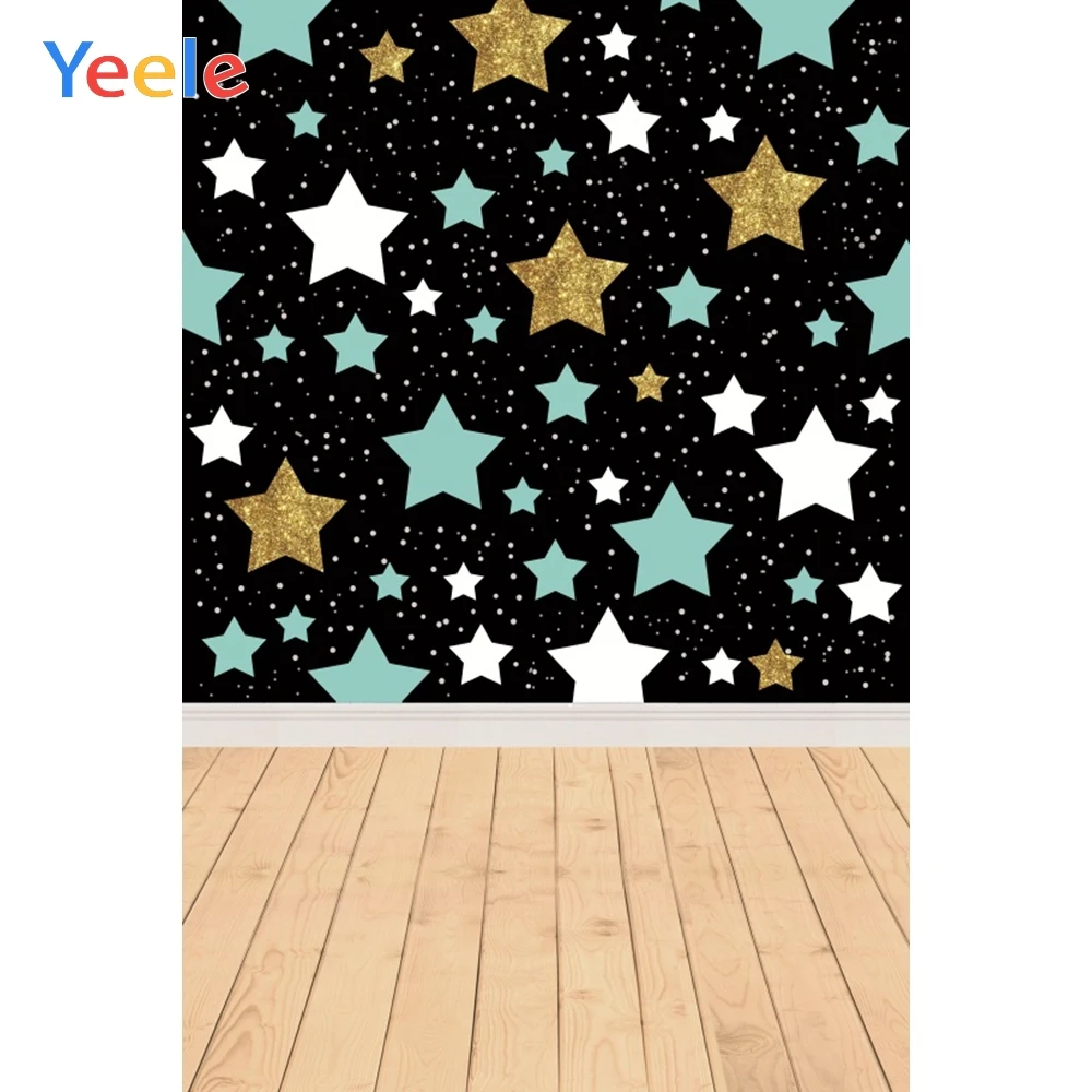 

Yeele Wooden Floor Stars Wall Baby Child Birthday Photography Backgrounds Customized Photographic Backdrops For Photo Studio