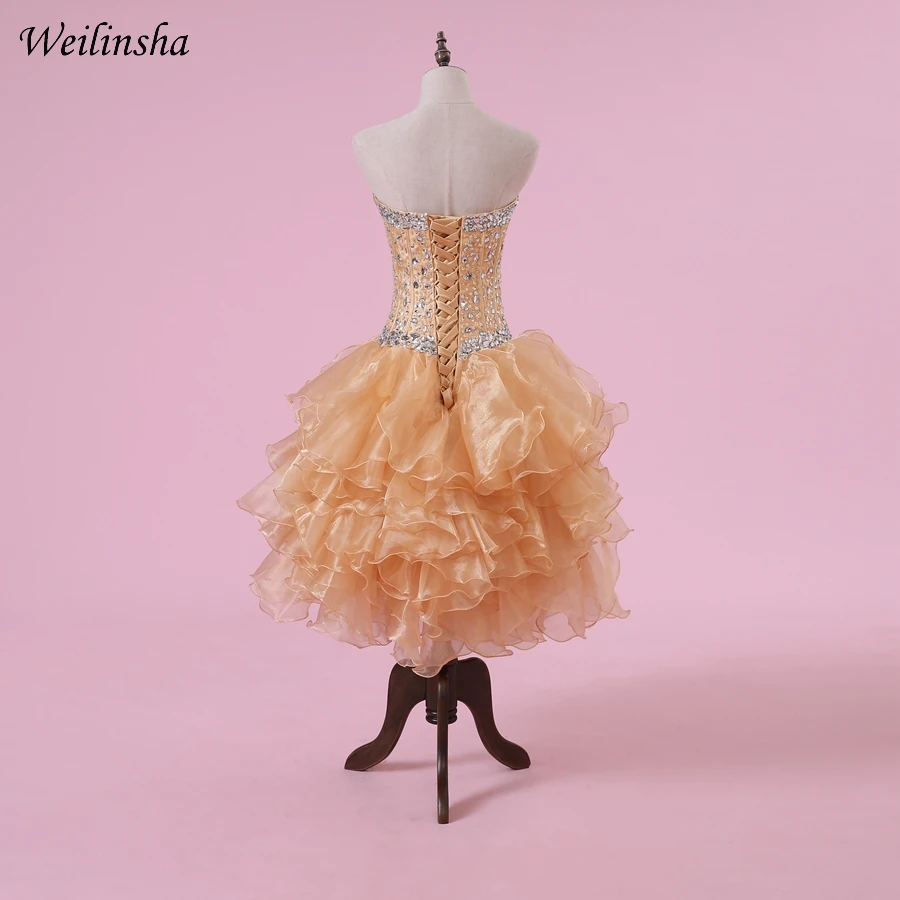 Weilinsha бальное платье коктейльное вечерние платья для женщин Милое платье с бисером без рукавов блестками Homecoming с оборками