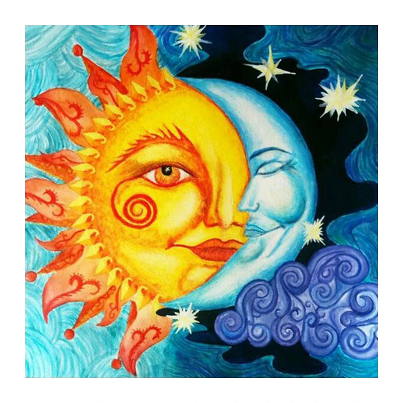 Moon with Sun Full Mosaic Painting Drill Resin Embroidery 5D Diy Diamond Painting Handmade Cross Stitch