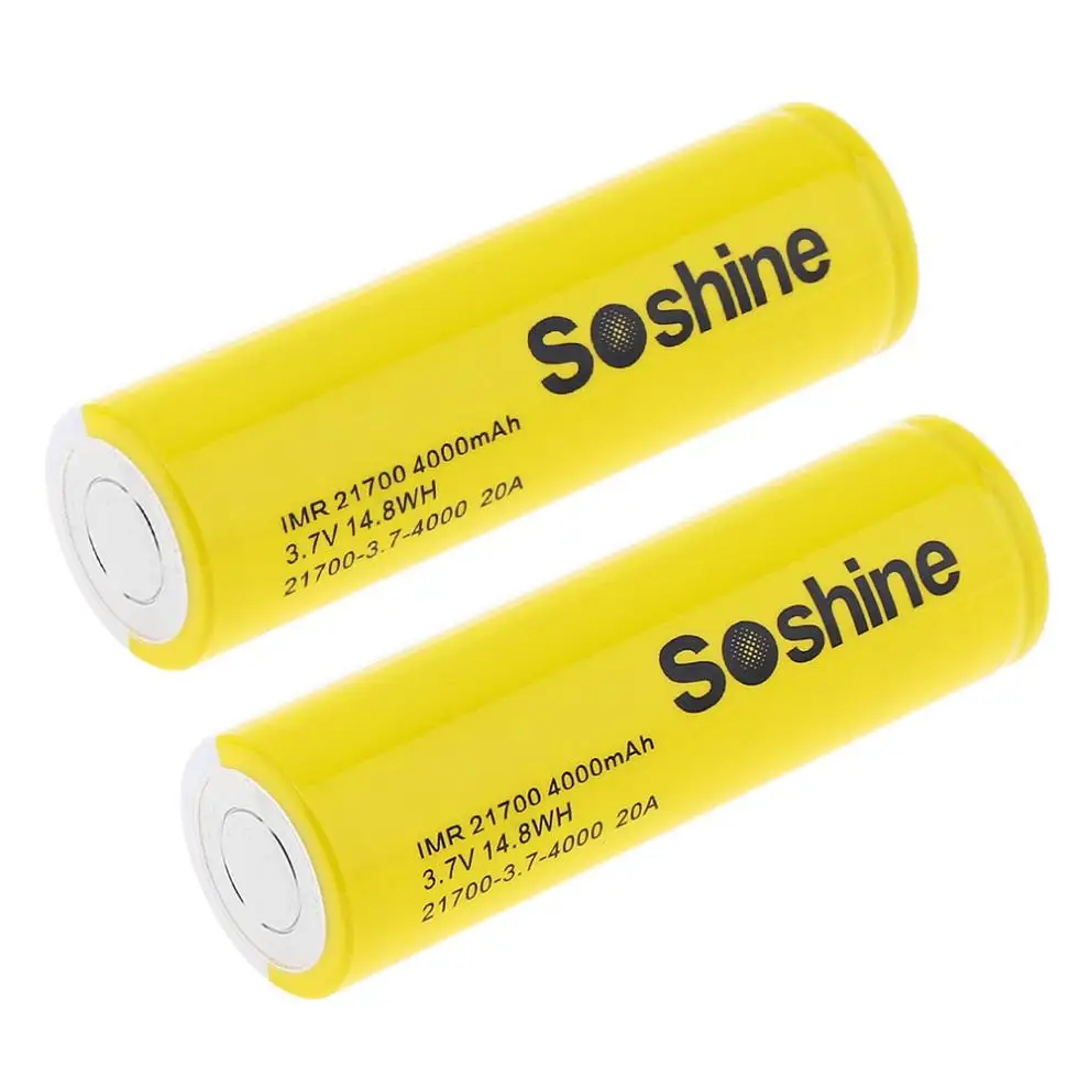 4 шт.! Soshine IMR 21700 3,7 В bateria 14.8WH 20A 4000 мАч литий-ионный Перезаряжаемые Батарея для Электроинструмент фары лампы велосипед