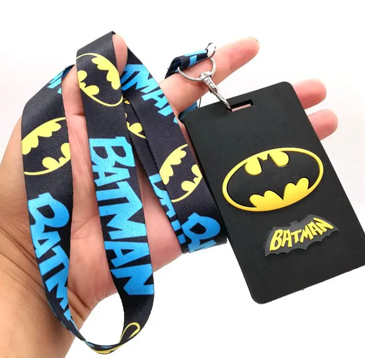  5 Pcs Cartoon batman Card Lanyard Key Chains Card Holders Bank Card Neck Strap Card Bus ID Holders