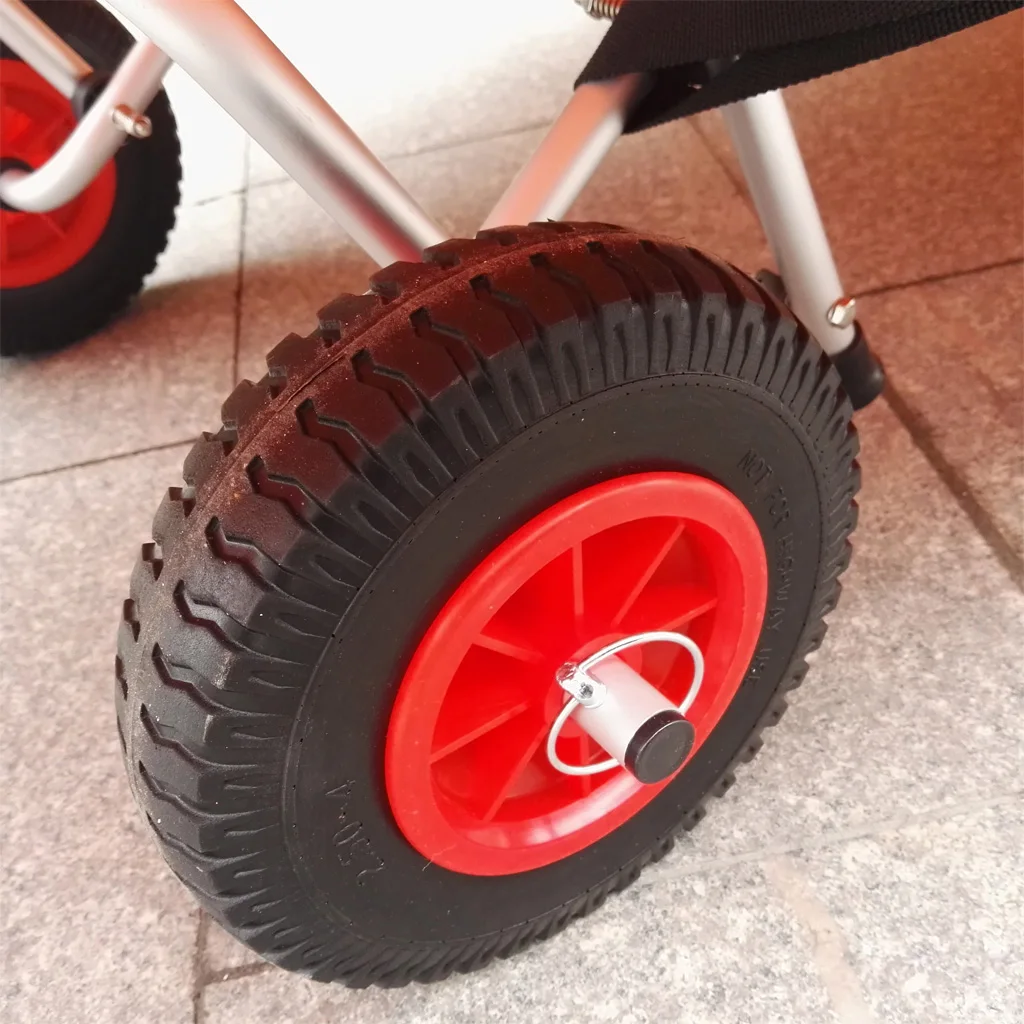 Kayak Trolley Wheels 2 Pcs 25.4cm 22.35mm Spare Puncture Proof Black Tyre on Red Wheel for Kayak Canoe Trolley/ Carrier/ Jockey 