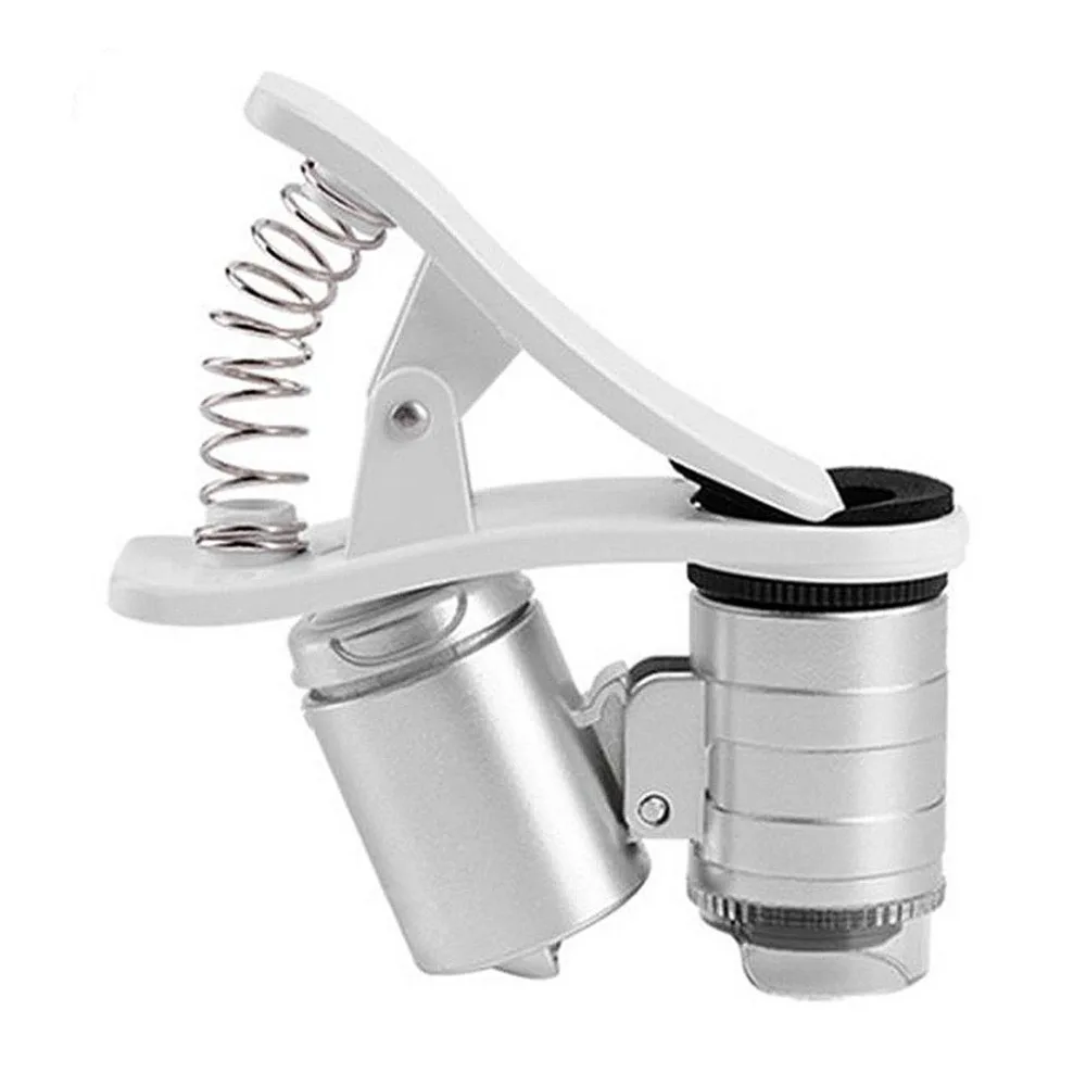 60x Zoom Microscope Magnifier Clip Type Clip-on Micro Lens for Universal Smartphones Silver | Электроника