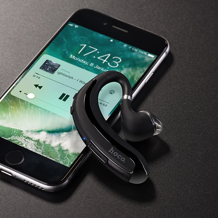 НОСО Беспроводной наушники Bluetooth наушник с зацепкой на ухо безболезненно гарнитура Blutooth наушник-таблетка системы беспроводной голосовой связи с микрофоном для телефона iPhone Xiaomi - Цвет: Черный