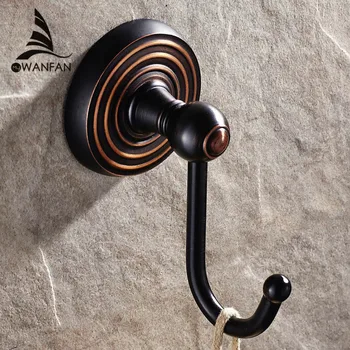 

Robe Hooks Solid Brass European Wall Hook Hanger For Bathroom Hook Black Holder Kitchen Accessories Wall Storage Hangers HJ-1201