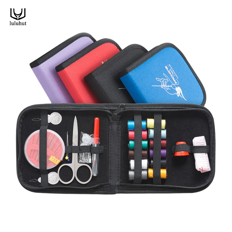 

luluhut portable mini traveling sewing kits bag with color needle threads scissor pin sewing set outdoor household sewing tools