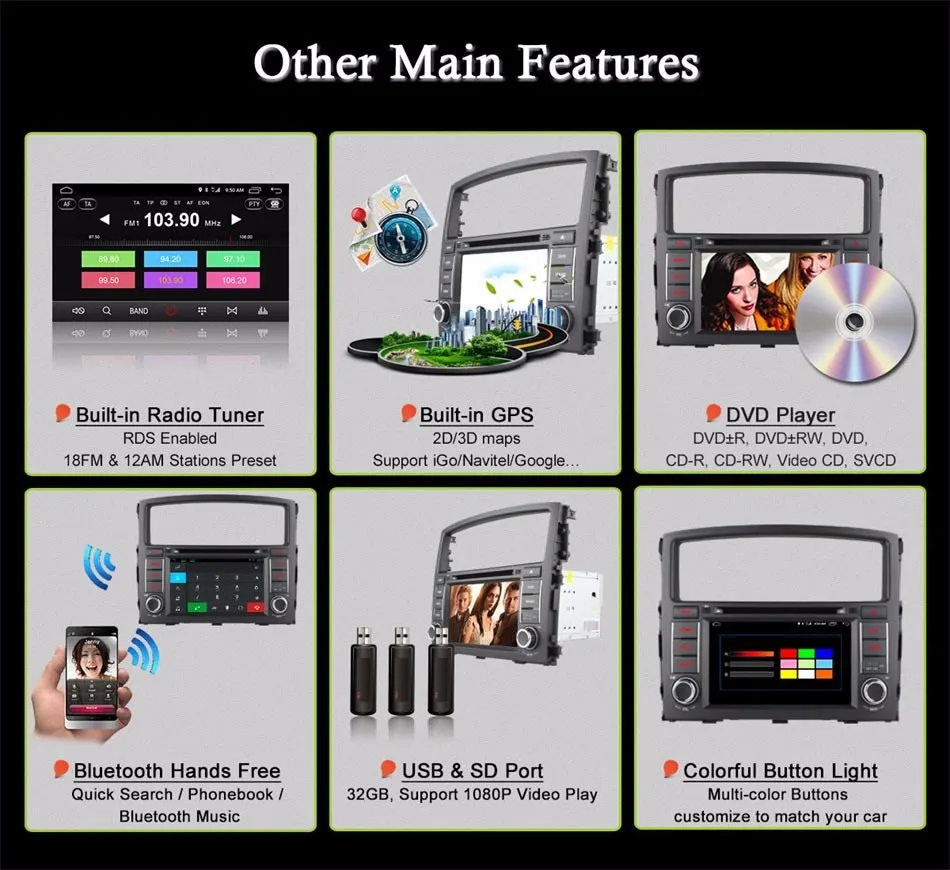 Best 1024*600 4G LTE Octa 8 Core 2GB RAM Android 6.0 Car DVD For MITSUBISHI PAJERO V97 V93 2011 2012 2013 2014 2015 GPS Radio Stereo 15