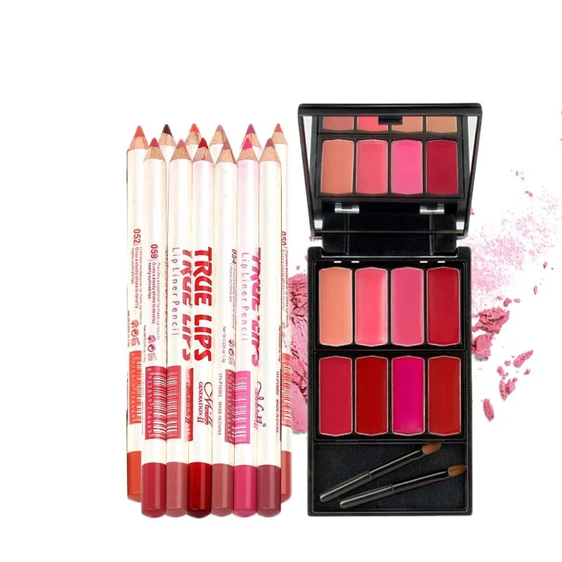 MENOW Brand Make up set 12Colors/Set Waterproof Lip liner Pencil& 8 colors Lip Gloss Palette Cosmetic Kit drop ship 5392