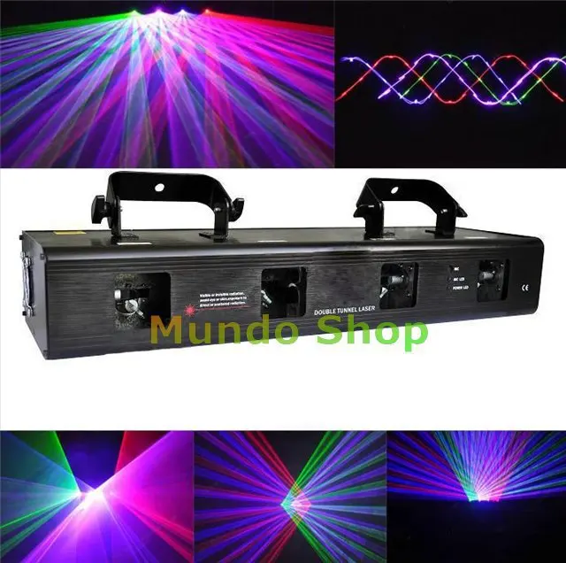 

LED Laser stage lighting effect 650mW RGBP Four Tunnel 4 Lens Red Green blue Purple Four head lighting DMX Beam DJ Party Light