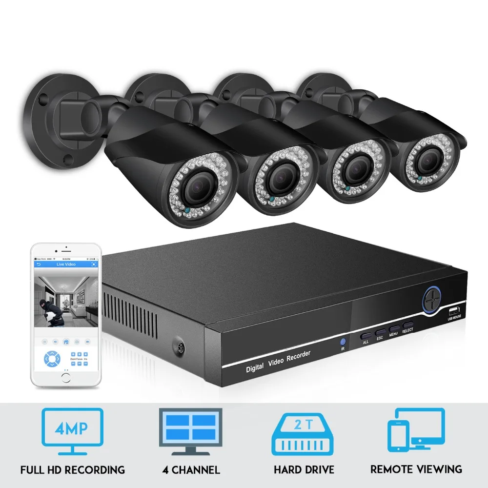 BESDER 48V POE HD 4CH 4.0MP 4X Zoom система камер домашней безопасности Kit H.265 IP камера наружная