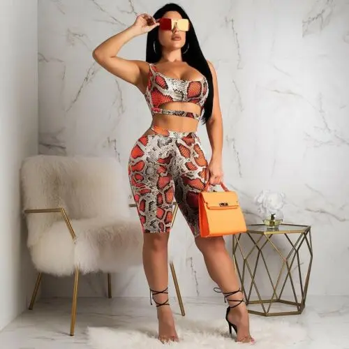 

High Waist Bikini Swimwear Women 2 Pieces Set Bikini Swimsuit Sexy Casual Beach Printed Snake Print Swimwear Set Bathing Suits
