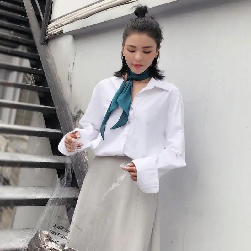 Women Fashion Ribbon Silk Scarf Beautiful Solid Design Girls Neckerchief Hair Band Bag Handle Wraps Small Neck Scarves