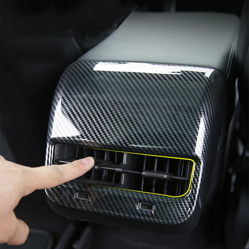 

ABS Carbon Fiber Rear Dashboard Air Conditioner AC Vent Outlet Cover Protector Trim Sticker For TESLA MODEL 3