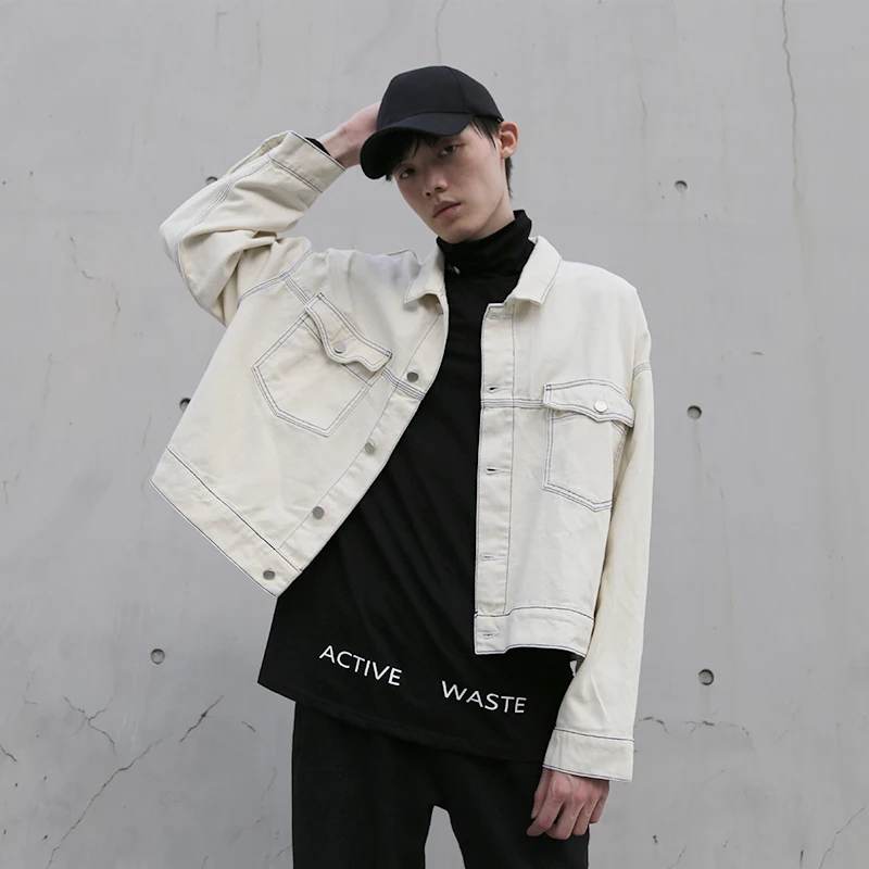 High Street Oversize Denim Jacket New Autumn Batwing Long Sleeve Short Outwear Men Casual Harajuku Streetwear Basic Loose Jacket High Street Oversize Denim Jacket New Autumn Batwing Long Sleeve Short Outwear Men Casual Harajuku Streetwear Basic Loose Jacket