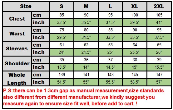 witch size chart