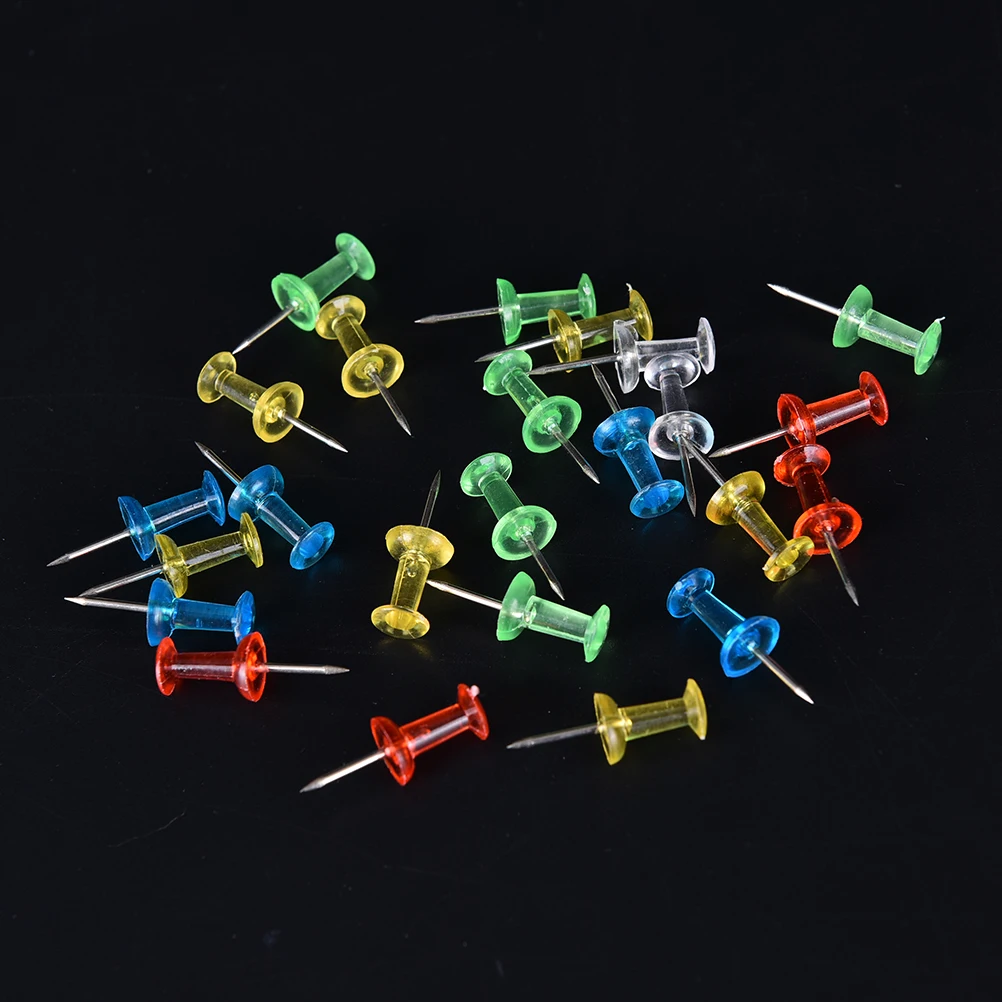

100PCS Push Pin Assorted Transparent Colorful Making Thumbtack Pins Cork Board Office School Stationery