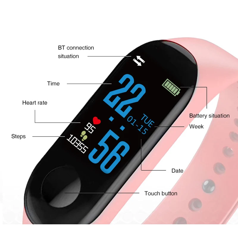 Wrist Sport Fitness Watch Bracelet Display Sports Tracker Digital LCD Walking Pedometer Run Step Calorie Counter WristBand