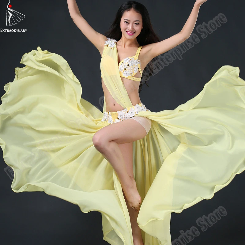 

Women Oriental Bra Bead Luxury Belly Dance Bra Long Skirt Costume Set Stage Performance Carnival Clothing Outfit 3 Colour