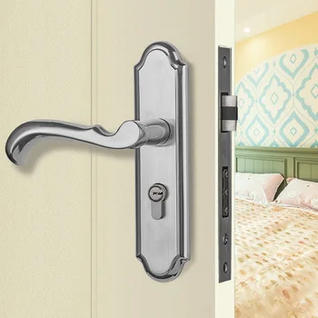 

Indoor bedroom door lock household solid wood door lock universal lock stainless steel bathroom door locks mute modern style