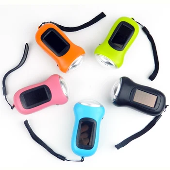 

50pcs/lot Mini Portable Hand Crank Dynamo 3 LED Solar Powered Flashlight Camping Torch solar energy Hand Shaking